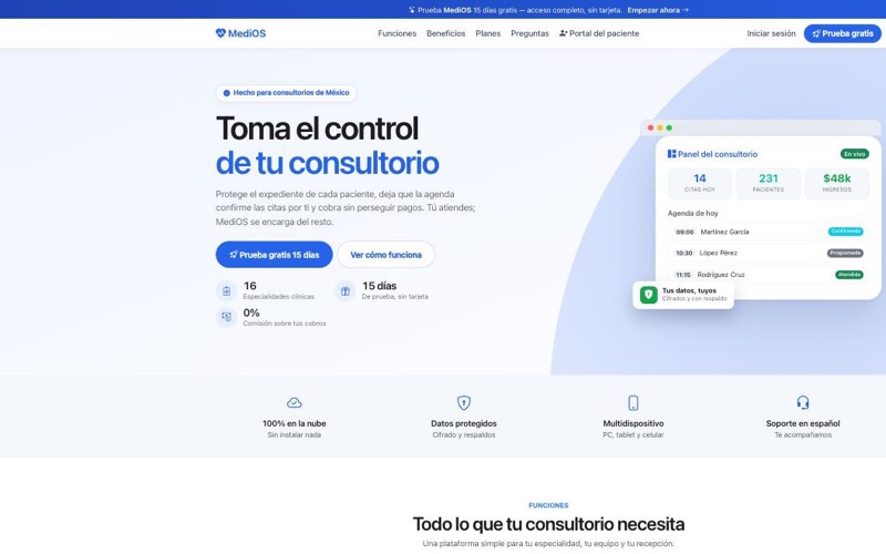 Plataforma MediOS para consultorios médicos